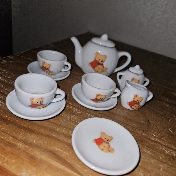 Battat Other - Vintage Battat Miniature Teddy Bear Child's Play Toy Tea Incomplete Set!
